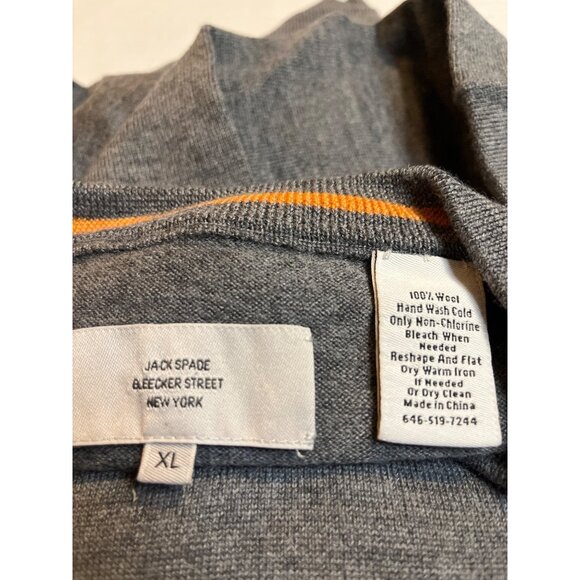 Jack Spade Mens 100% wool V-Neck Sweater XL Gray finely ribbed detail preppy - Picture 3 of 9